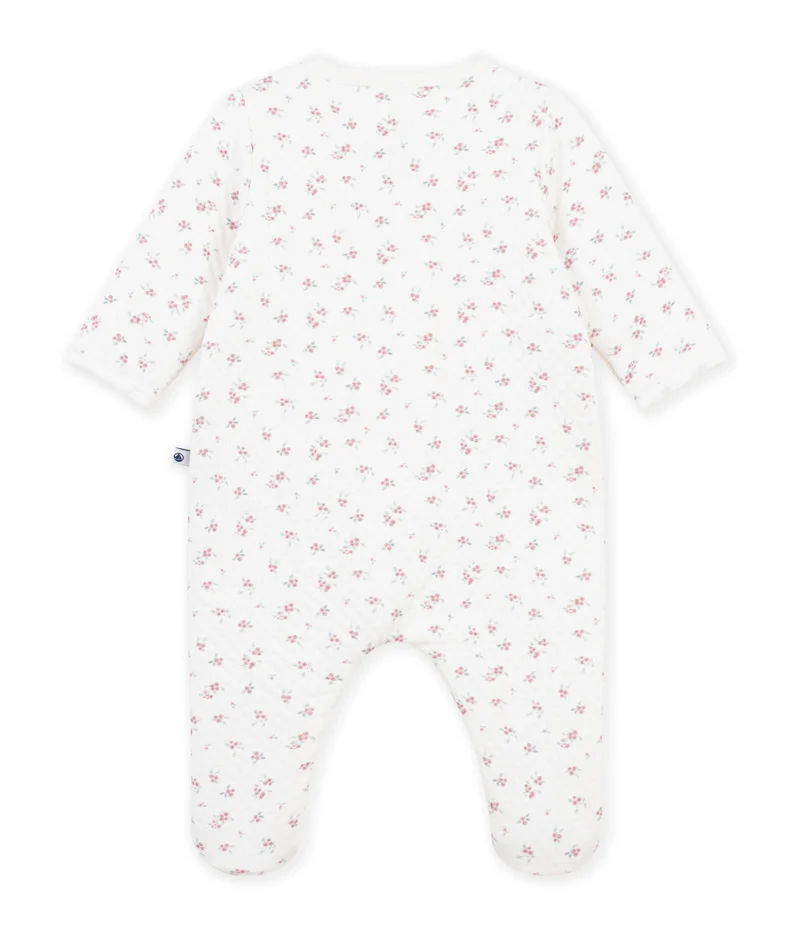 Petit Bateau Babies' Flower-Print Tube Knit Pyjama Suit