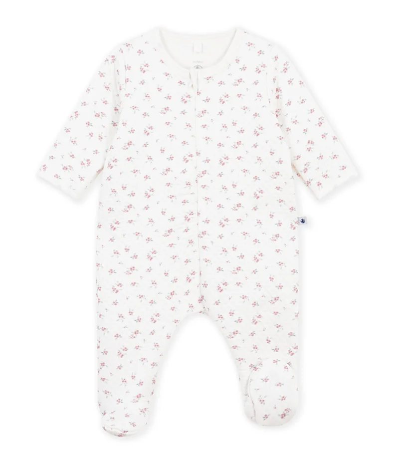 Petit Bateau Babies' Flower-Print Tube Knit Pyjama Suit