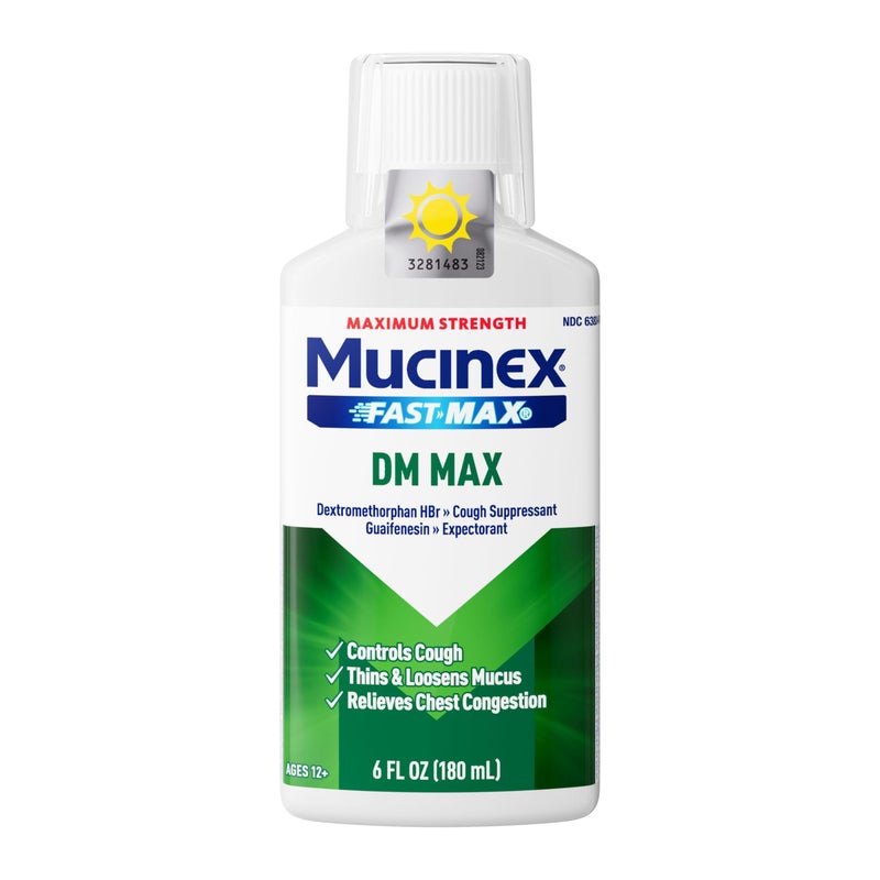 Mucinex DM Max Liquid Cough & Cold Medicine for Adults, Cold and Flu Medicine for Excess Mucus Relief, Guaifenesin, Dextromethorphan Expectorant & Decongestant for Adults, Dr Recommended, 6.0 Fl Oz - Image 1