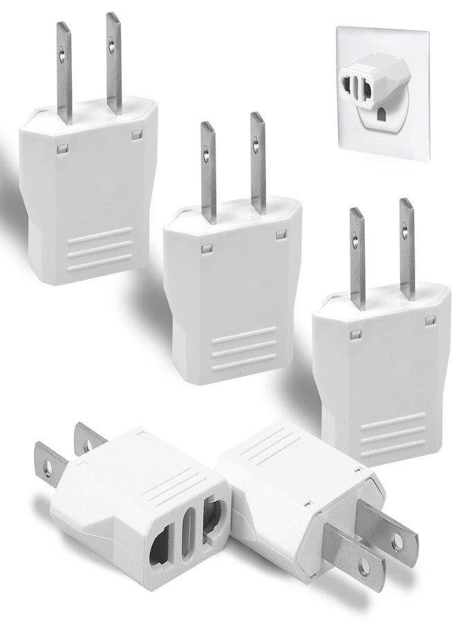 Romeda 6 Pack Travel Adapter: European to US Outlet Plug Adapter (White) - Image 1