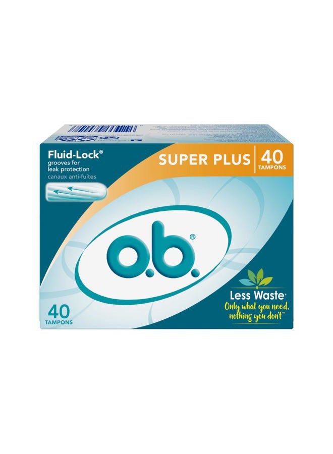 o.b. Tampons No Applicator, Unscented - 40ct | Applicator-Free Tampons Super Plus, Feminine Care, ob Tampon Super Plus, Period Products - Image 1