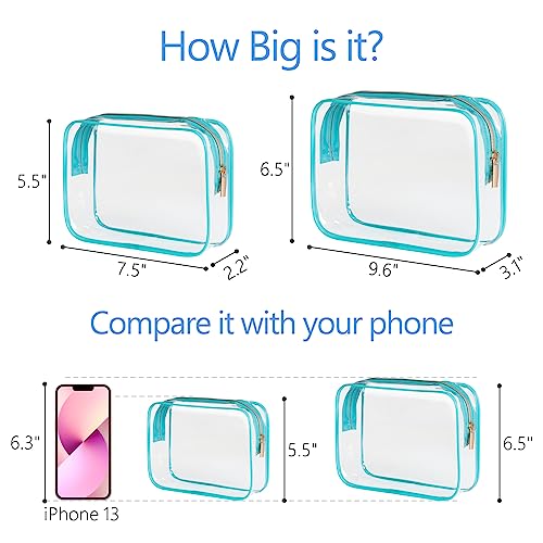 PACKISM Clear Makeup Bag - 3 Pack TSA Approved Toiletry Bags Clear Toiletry Bags for Traveling, Airport Carry on Compliant Bag, Green - Image 3