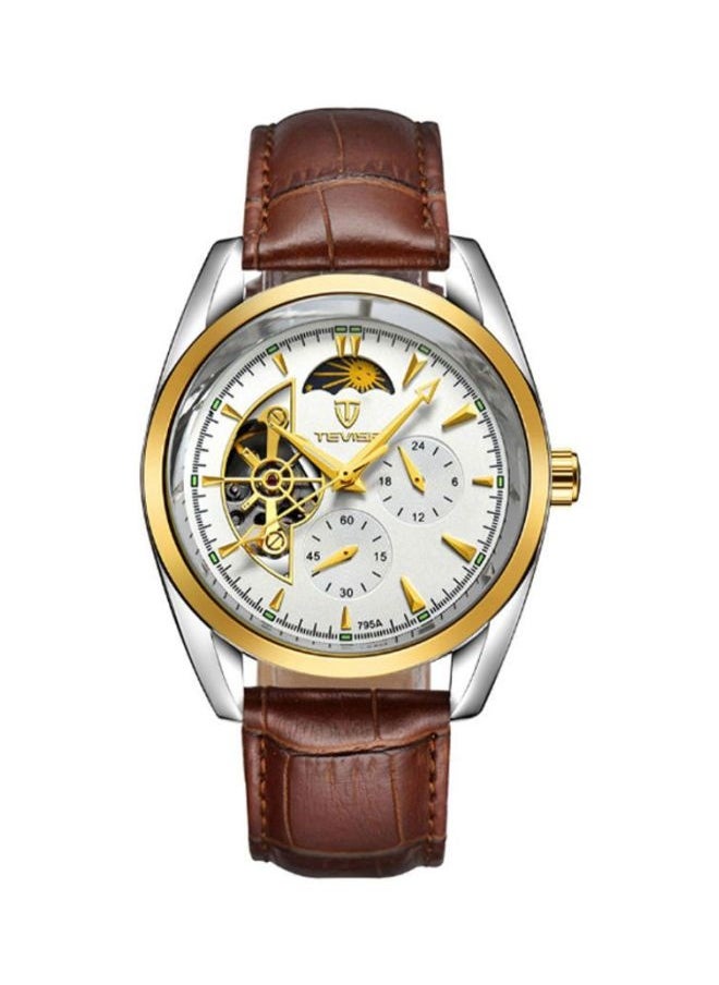 Tevise Men's Moon Phase Analog Automatic Watch 795A - 42 mm - Brown 