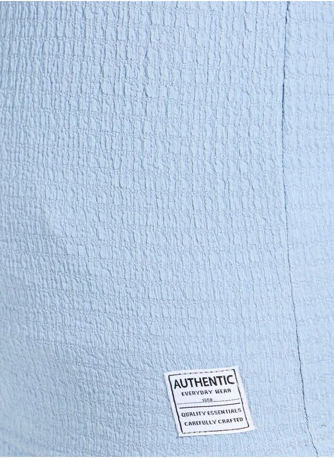 Styli Regular Fit Textured Polo T-Shirt with Cap Sleeves