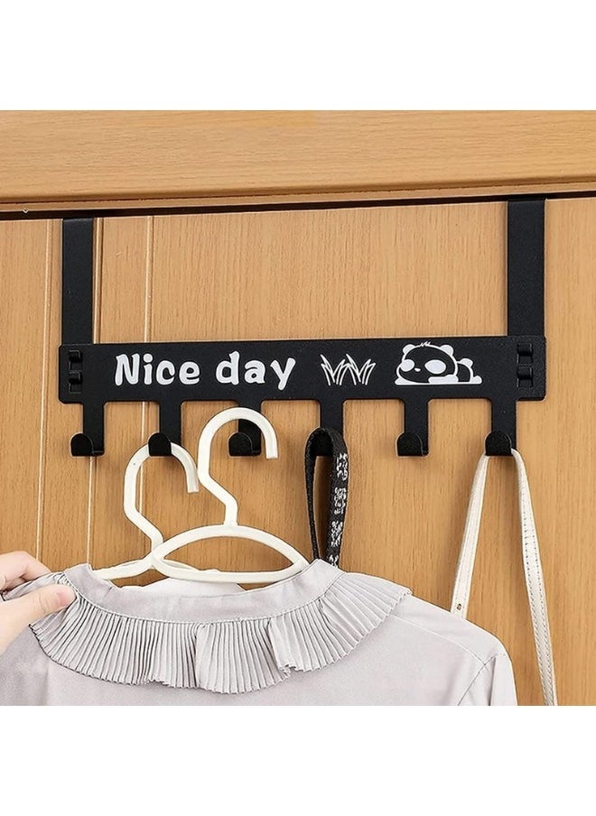 FALMER Metal Door Hanger 6 Hooks Without Screws- Black  - Image 1