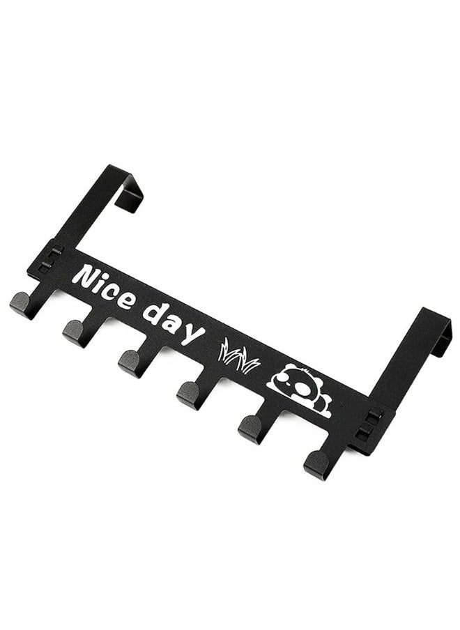 FALMER Metal Door Hanger 6 Hooks Without Screws- Black  - Image 2