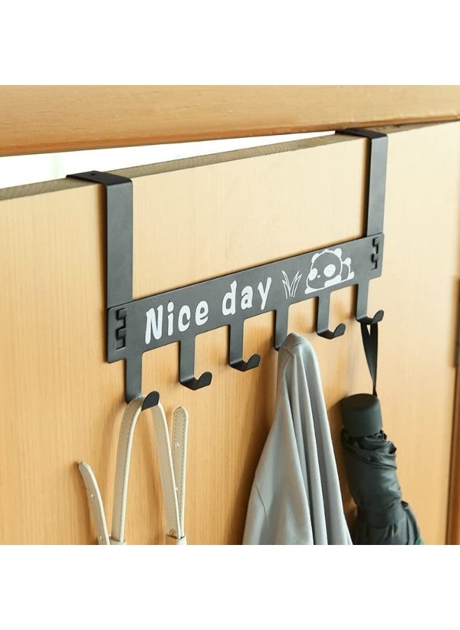 FALMER Metal Door Hanger 6 Hooks Without Screws- Black  - Image 4