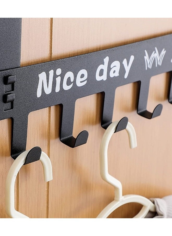 FALMER Metal Door Hanger 6 Hooks Without Screws- Black  - Image 5