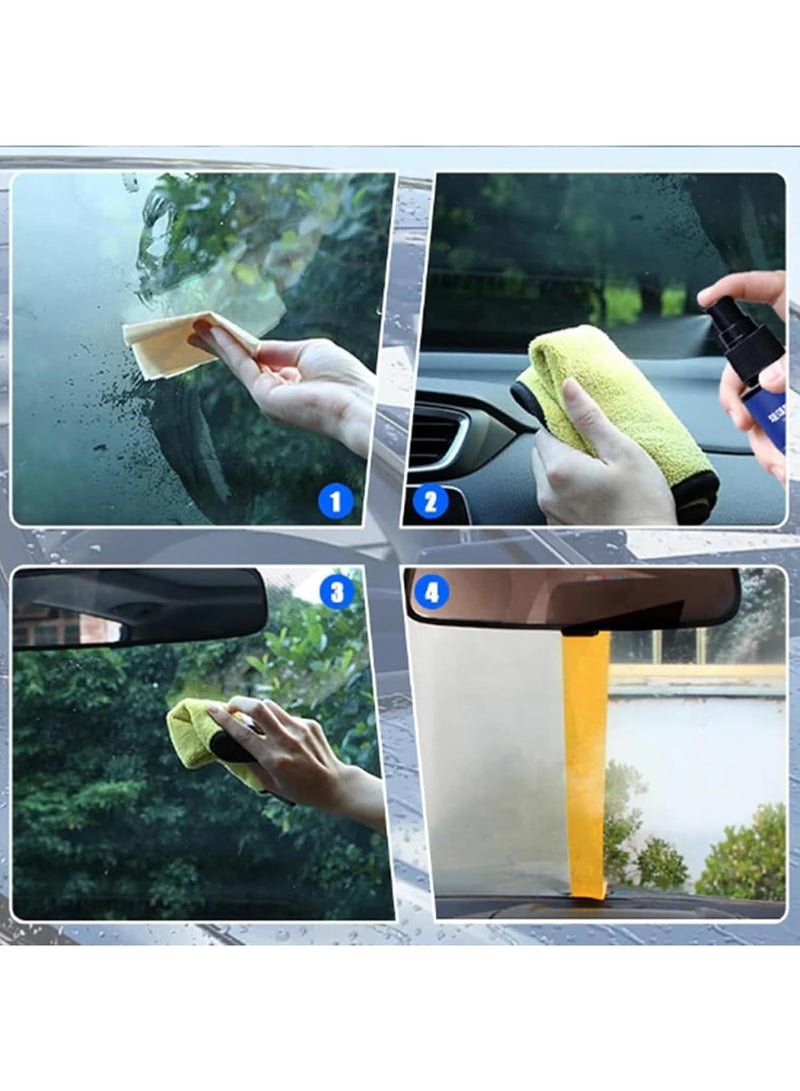 SOLARAE Car Glass Cleaner, 2 Pcs Car Windshield Water Repellent Spray with 2 Towel and 2 Sponge, Glass Coating for Windshield, Car Glass Oil Film Removal Agent, Hydrophobic Coating, Anti Fog Anti Rain Agent - Image 2