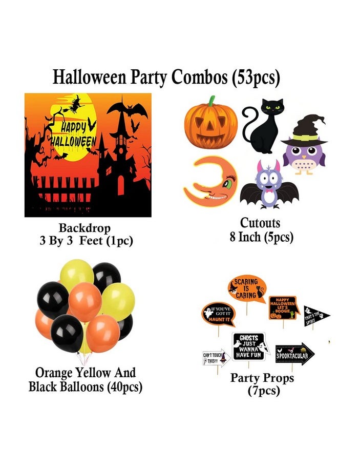 Theme My Party Theme My Party Halloween Party Supplies, Halloween Party Decorations with Happy Halloween Backdrop, Balloons Party Props and Cutouts (Decoration Kit 12)  - Image 2