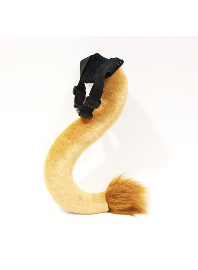Zoo Tiger Tail Lion Hair Band Dinosaur Plush Toy Giraffe Gloves Panda Paw Child Props-Color:Lion Tail  - Image 1