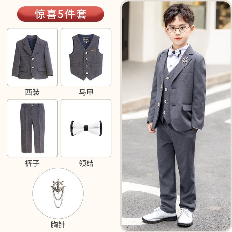 Children'S Suit Dress British Gentleman Flower Girl Performance Clothes Boys Piano Host Handsome Suit - Image 1