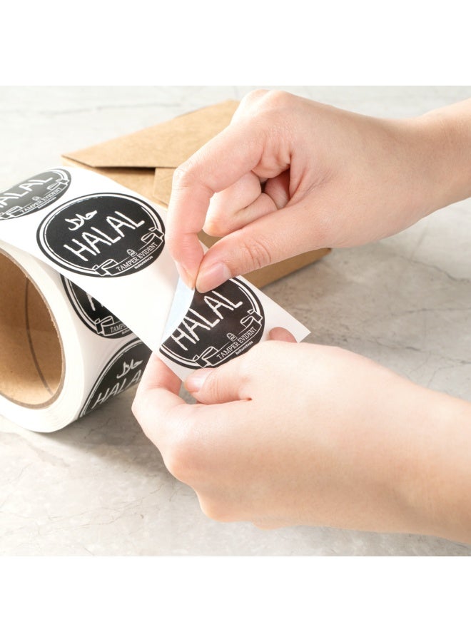 Restaurantware Label Tek 2 Inch Tamper-Evident Stickers For Halal, 500 Rolled Tamper Seal Stickers - Chalkboard Design, For Safe Food Delivery, Black With White Font Plastic To Go Stickers  - Image 5