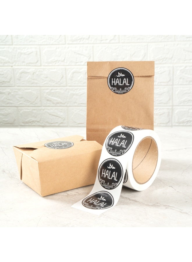 Restaurantware Label Tek 2 Inch Tamper-Evident Stickers For Halal, 500 Rolled Tamper Seal Stickers - Chalkboard Design, For Safe Food Delivery, Black With White Font Plastic To Go Stickers  - Image 4
