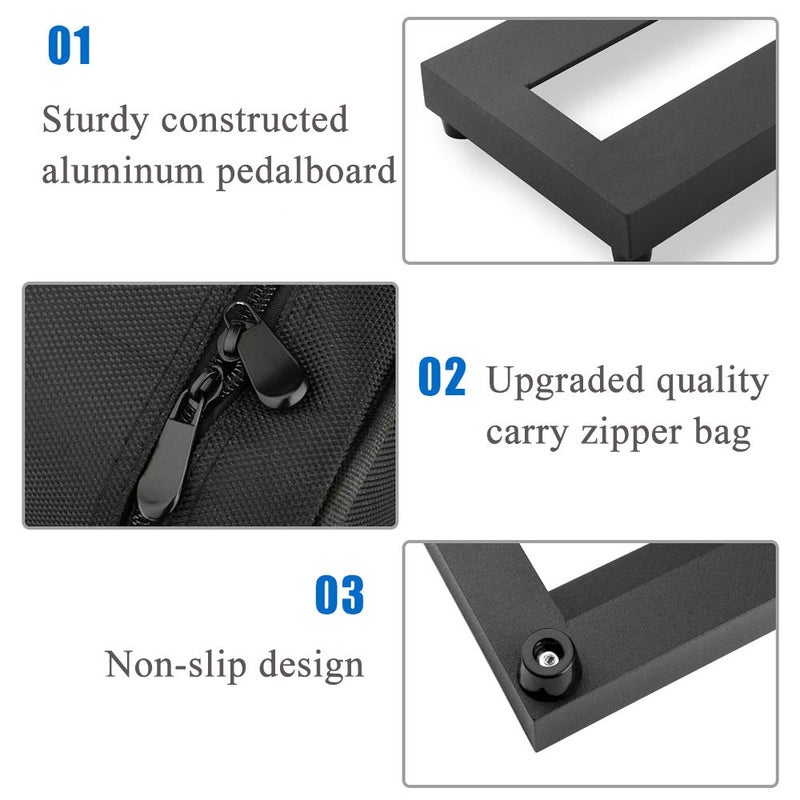 Koldot Pedal Board for Guitar Bass Effects Pedal Small Mini Pedalboard with Carry Bag, 2PCS Pedal Board Tape 15 x 5 inch - Image 4