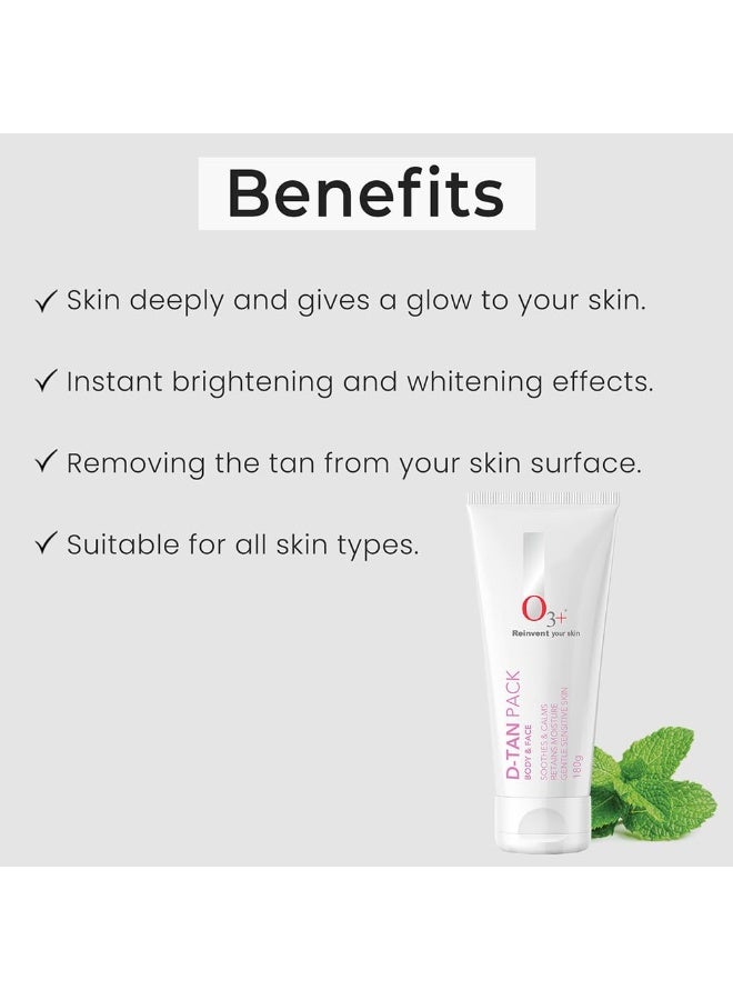 O3+ D-TAN Pack For Instant Tan Removal For all skin Types 180 gm pack of 2 - Image 3