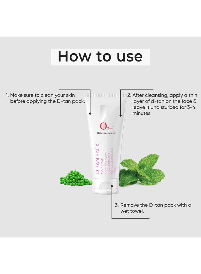 O3+ D-TAN Pack For Instant Tan Removal For all skin Types 180 gm pack of 2 - Image 2