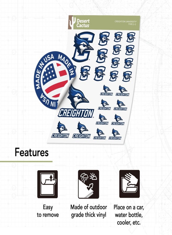 Desert Cactus Creighton University Sticker CU Bluejays Sticker Vinyl Decals Laptop Water Bottle Car Scrapbook Sheet T1 (Type 1-1) - Image 4
