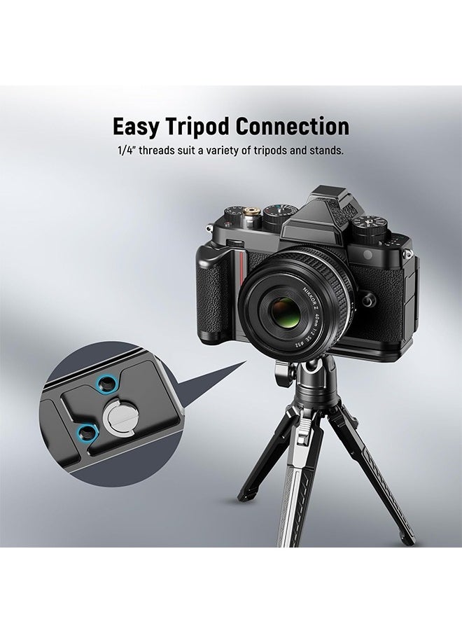 NEEWER Z f Handgrip L Shape Grip for Nikon Z f, Ultra Thin Retro Formfitting Camera Mounting Baseplate with Handle/Brass Shutter on, Compatible with Arca Swiss Tripod Fluid Head, CA063