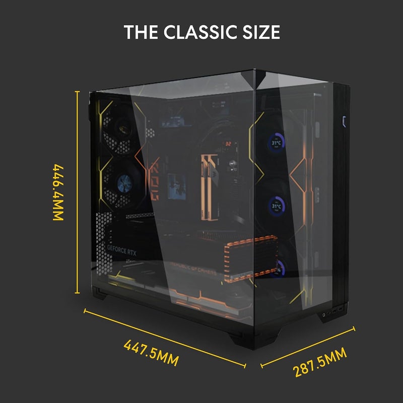 Lian Li O11 Vision Compact برج متوسط ATX علبة كمبيوتر/خزانة ألعاب - أسود | ألومنيوم وزجاج مقسى | يدعم ATX/E/Micro/Mini-ITX | حامل مضاد للترهل لوحدة معالجة الرسومات مثبت مسبقًا - Image 3