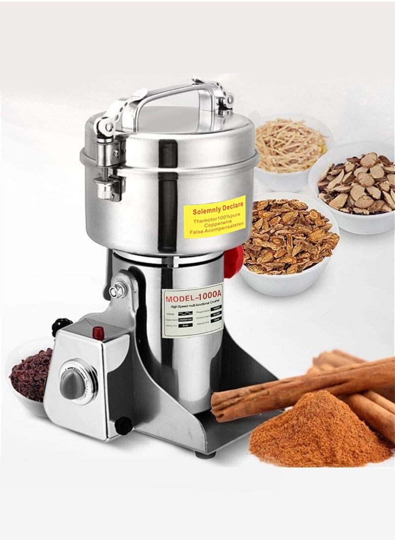 MARGOUN Electric Grain Mill Grinder 1000A Stainless Steel Pulverizer Grinding Machine Commercial Superfine Grinding Machine Dry Cereals Pulverizer For Mixed Grains Peppers Herbs Soybeans  - Image 1