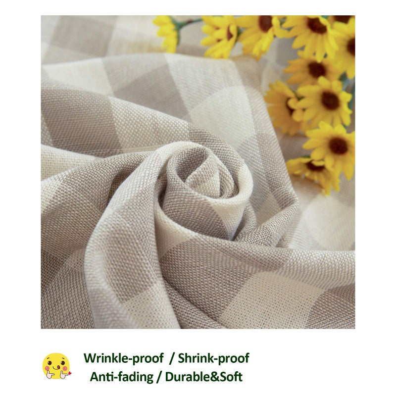 Midsummer Breeze Rustic Checkered tablecloth Cotton Gingham Rectangle Table Cloths to Kitchen Kining Restaurant Farmhouse Christmas D؟ Cor (55x102؟ Gray Khaki) - Image 3