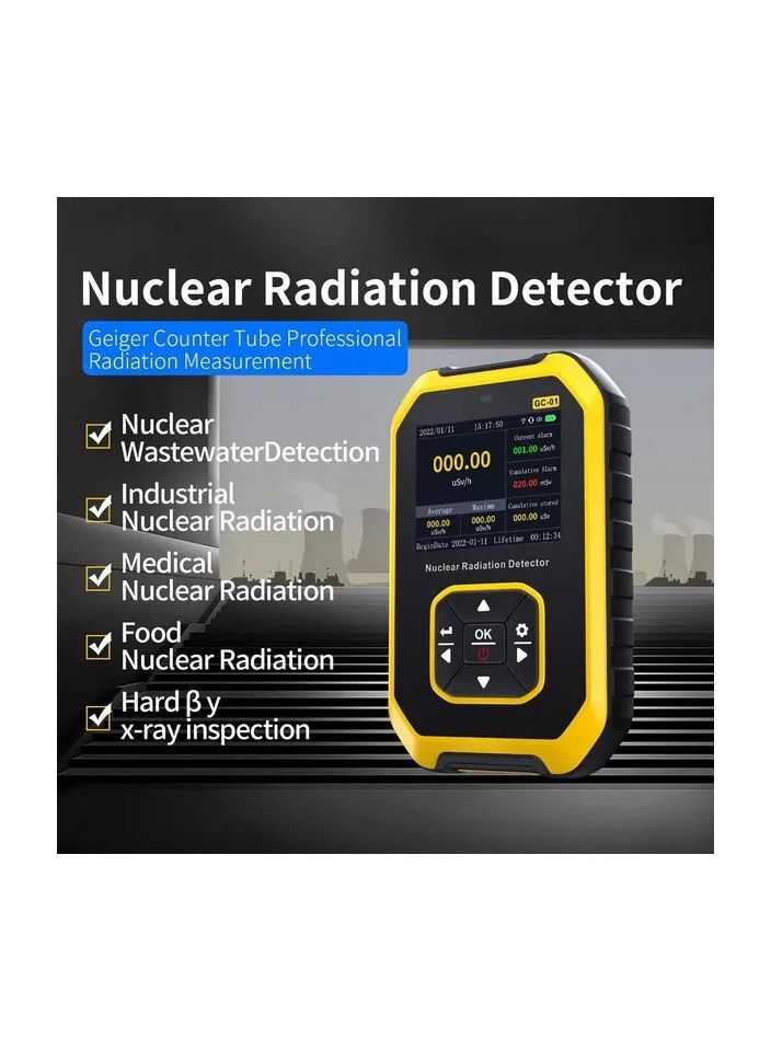 1-Piece Multifunctional Nuclear Radiation Detector,Electromagnetic Radiation Detection Device,X Rays Real Time Monitoring Machine LCD Display with Sound Light Vibrating Alarm Function  - Image 1