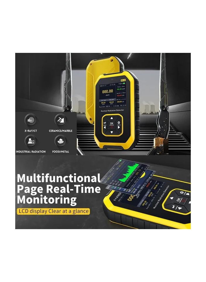 1-Piece Multifunctional Nuclear Radiation Detector,Electromagnetic Radiation Detection Device,X Rays Real Time Monitoring Machine LCD Display with Sound Light Vibrating Alarm Function  - Image 2