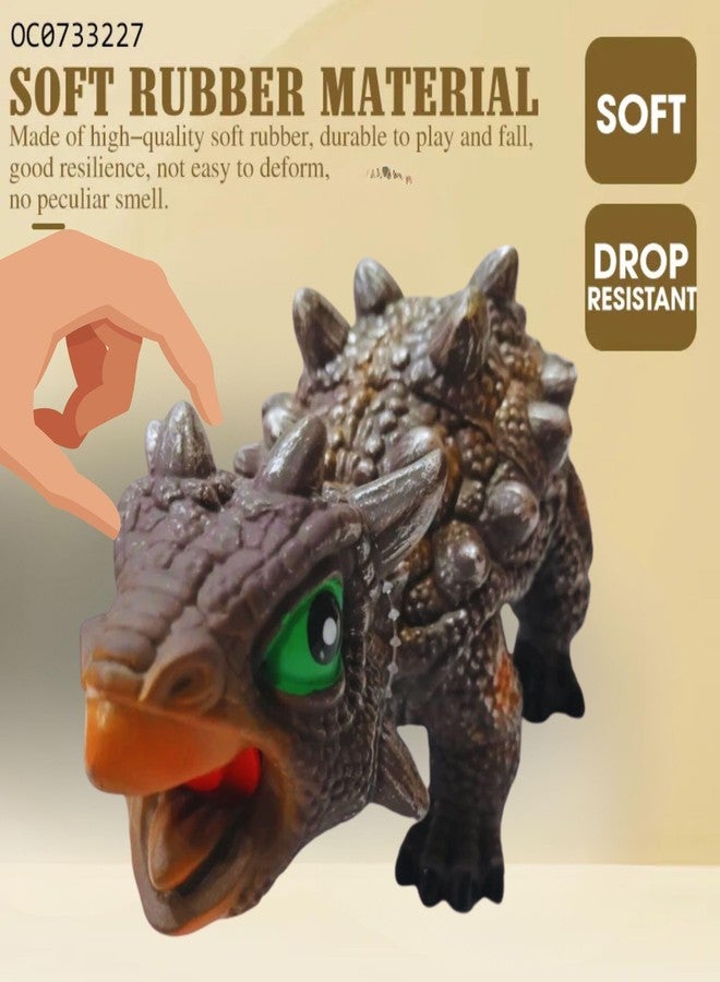 Mallexo Cartoon Rubber Dinosaur Toys for Kids with Roar Sound Big Size Soft Jurassic Dinosaurs Birthday Gifts for Boys and Girls, Dragon Dino T-rex Action Figures Dino Animals Toy 1PC (Roar 2) - Image 5