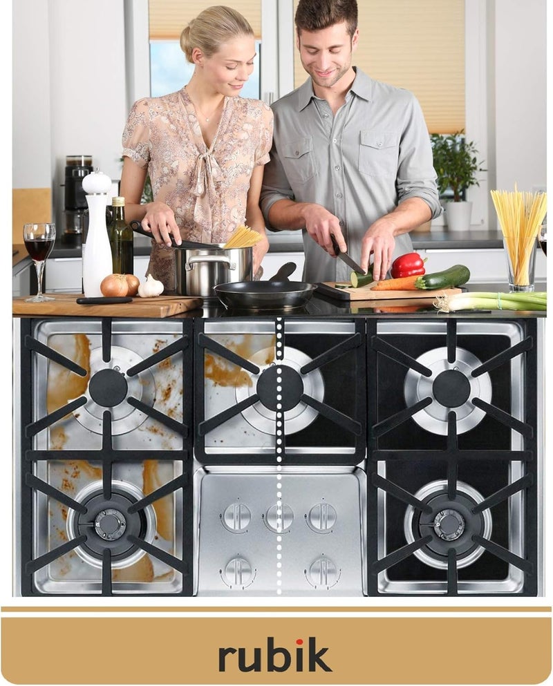 Rubik 4 pcs Gas Stove Burner Covers, Non-Stick Gas Range Protectors Reusable Aluminum Foil Cover Liner Mat Pad - Dishwasher Safe, Black - Image 3