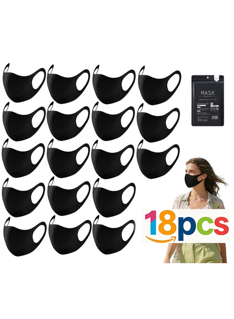 YOUGE 18 Pcs Face Mask, Washable,Sunscreen mask, Sunshade mask,Dust & Sun Protection Face Covers, Reusable and Breathable Face Covering with Adjustable Ear Protection Loops women/men, Black - Image 1