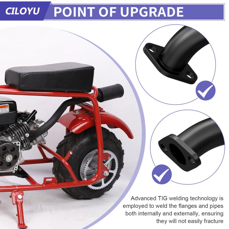 CILOYU Central Long Mini Bike Exhaust Header Pipe with Muffler Kit Compatible with GMB100 Coleman CT100U 79cc 3HP Engine 154F 3.0HP Predator 98cc GPS Rascal 98 Lite Minibike Parts Black - Image 3