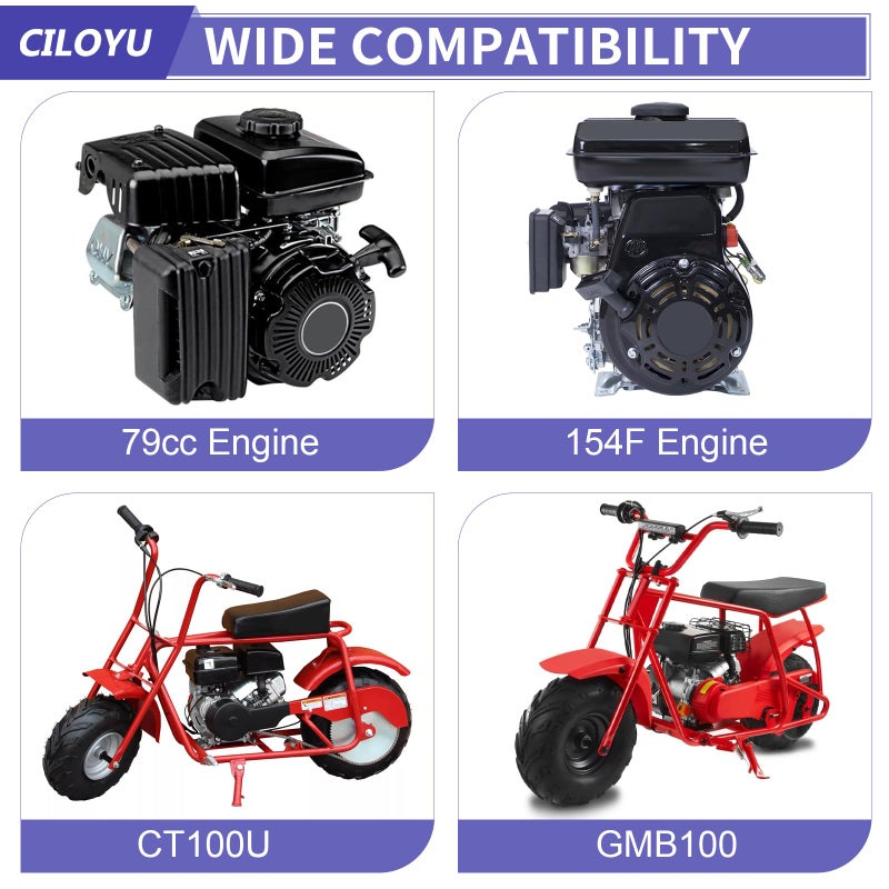 CILOYU Central Long Mini Bike Exhaust Header Pipe with Muffler Kit Compatible with GMB100 Coleman CT100U 79cc 3HP Engine 154F 3.0HP Predator 98cc GPS Rascal 98 Lite Minibike Parts Black - Image 4