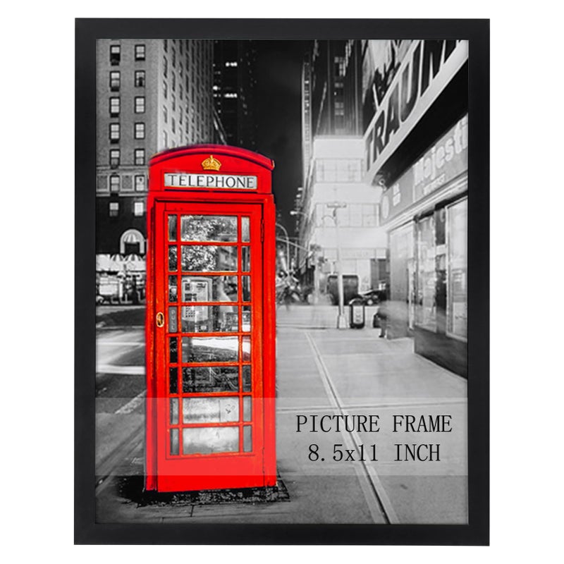 Lavezee 8.5x11 إطار الصورة السوداء عرض 8.5 × 11 بوصة ملصق الصورة الملصق أفقي ورأسي للجدار أو الطاولة 1 حزمة - Image 1