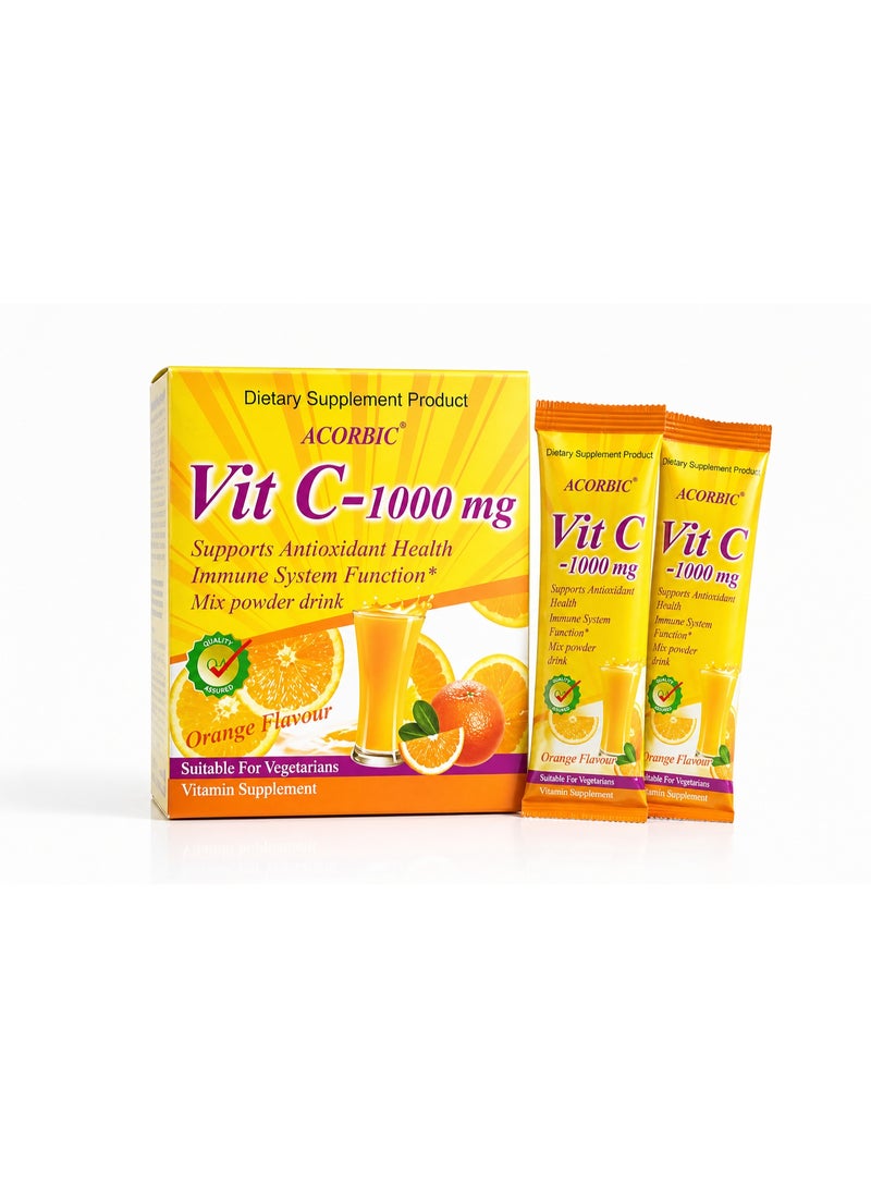 ACORBIC Vit C 1000 mg Orange Flavour Vitamin Drink Powder Antioxidant Supplement Immune Support Sachets Daily Wellness Beverage Mix - Image 3