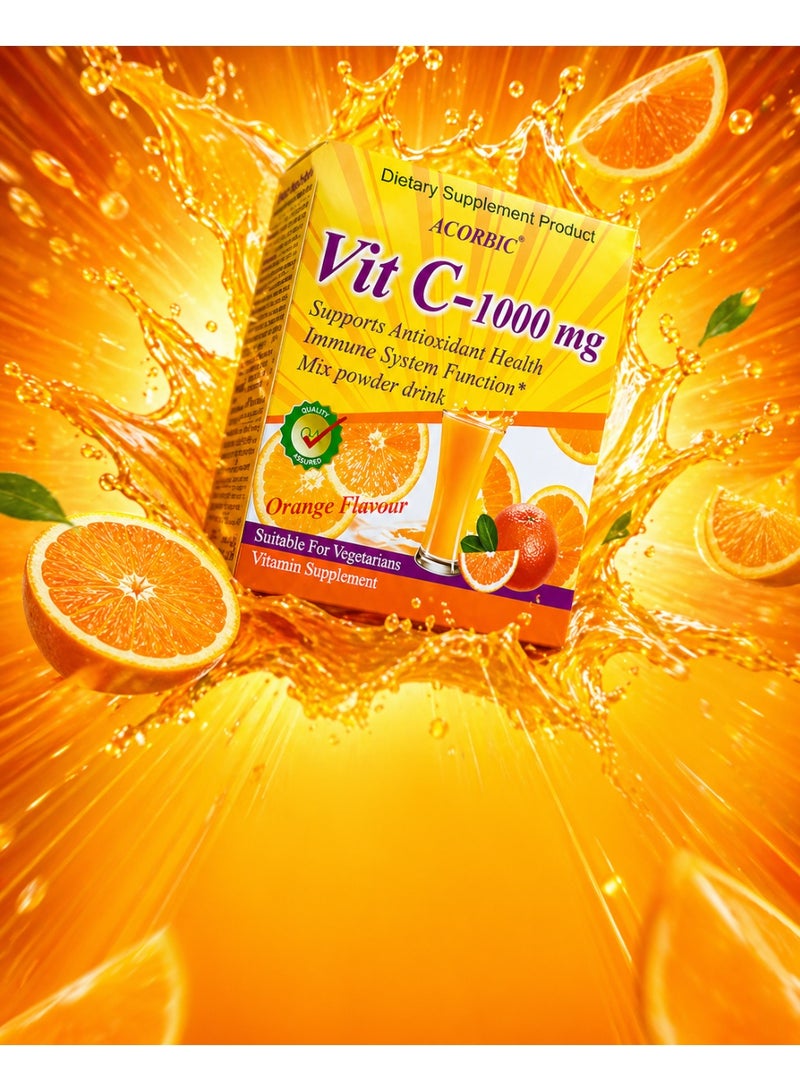 ACORBIC Vit C 1000 mg Orange Flavour Vitamin Drink Powder Antioxidant Supplement Immune Support Sachets Daily Wellness Beverage Mix - Image 4
