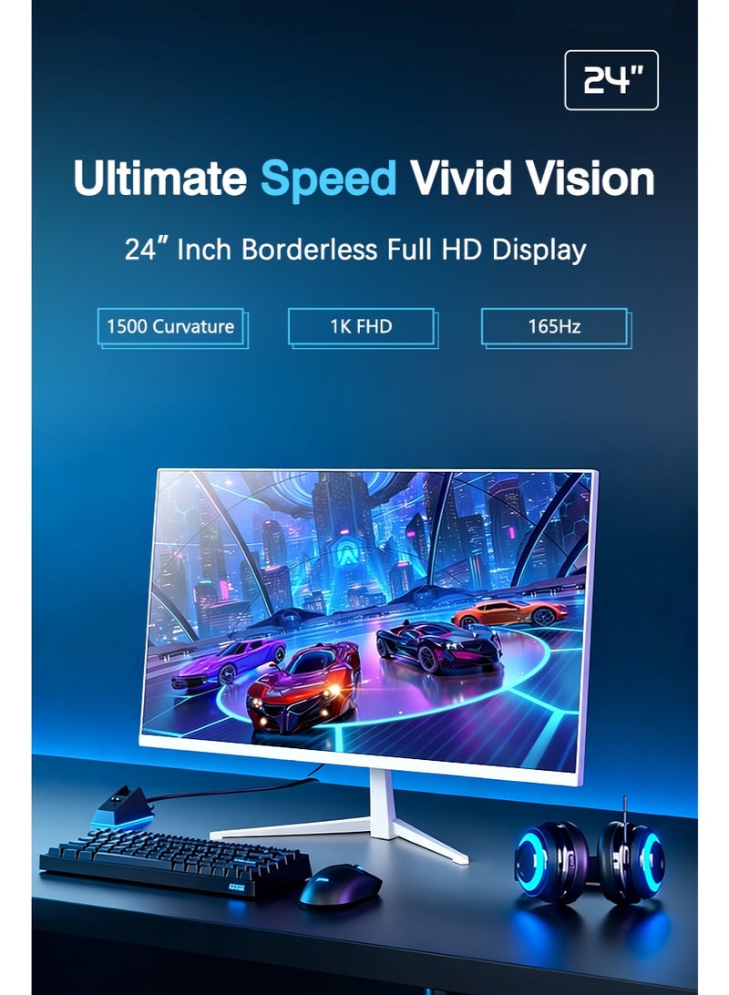 EaseElectra 24" FHD 180Hz Gaming Monitor | 1ms IPS Panel | HDR10 & FreeSync | Borderless White Design - Image 5