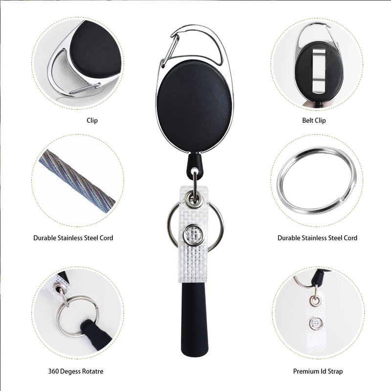 pasezenn 4 Pack Retractable Pen Pencil Holder with 24â€ Steel pull Cord, Ideal for Nurses, Carpenters, Mechanics, Architects, Office Workers - Image 2