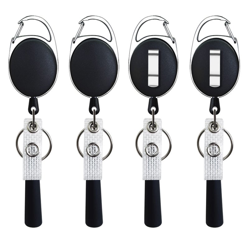 pasezenn 4 Pack Retractable Pen Pencil Holder with 24â€ Steel pull Cord, Ideal for Nurses, Carpenters, Mechanics, Architects, Office Workers - Image 1