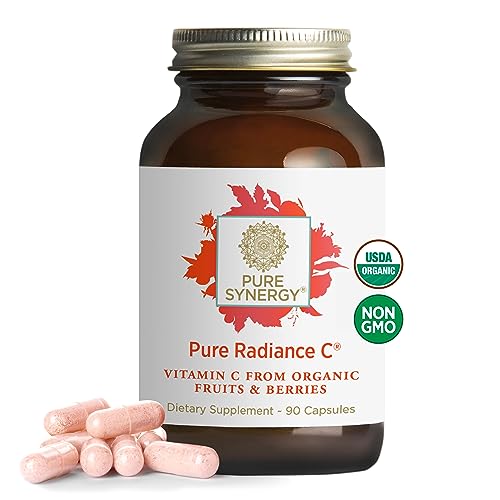 PURE SYNERGY Pure Radiance C Organic Vitamin C Capsules 100 Natural Whole Food NonGMO Supplement with Camu Camu Extract for Immune and Collagen Support 90 Capsules