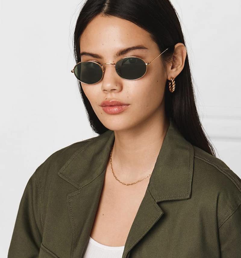 JUDOO Oval Sunglasses for Women Men Vintage 90s Metal Frame Black Glasses - Image 4