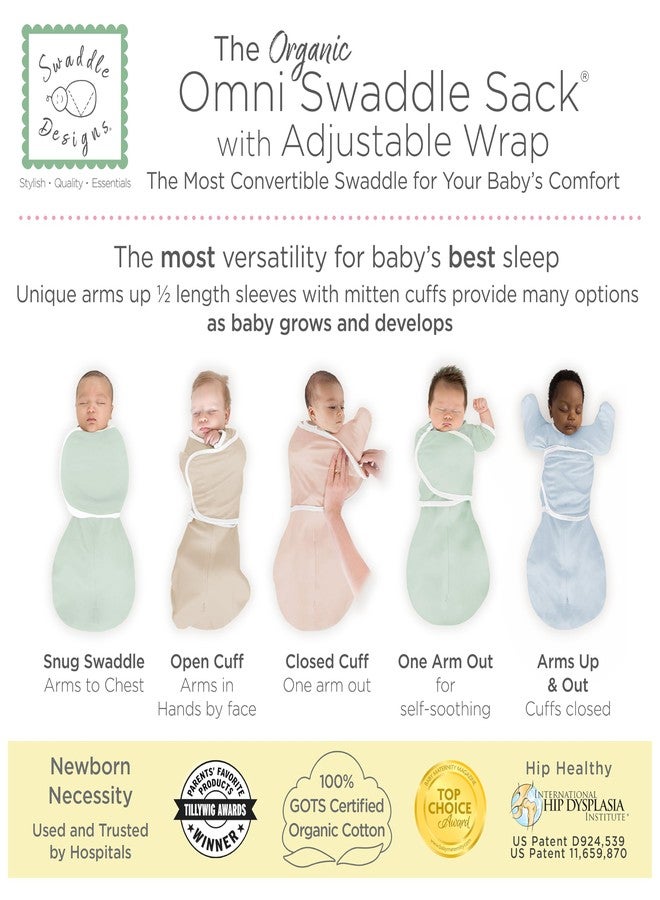 SwaddleDesigns Organic 6-Way Omni Swaddle Sack Arms Up Swaddle for Newborn, More Options to Calm Startle Reflex, Improves Sleep, 12-18 lbs, Soft Pink - Image 3