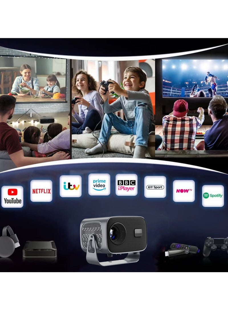 Bluejw - A10 LED Projector Portable Projector Android 11.0 Electric Focus With 5G Wifi And Auto Keystone 12000 Lumens Movie Projector,Full Hd 1080P Supported 360°Angle Adjustment Video Projector For Home Theater Game Projector Office - Image 1