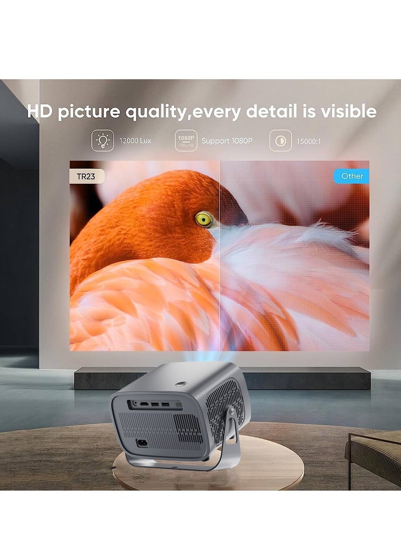 Bluejw - A10 LED Projector Portable Projector Android 11.0 Electric Focus With 5G Wifi And Auto Keystone 12000 Lumens Movie Projector,Full Hd 1080P Supported 360°Angle Adjustment Video Projector For Home Theater Game Projector Office - Image 1
