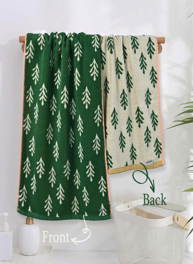 Jacquotha Christmas Hand Towels Set of 2 - Decorative Towels for Kitchen Bathroom Winter Decor Xmas Gifts, Cotton Towel Daily Luxury & Holiday Cheer, Forest Green Trees - Image 4