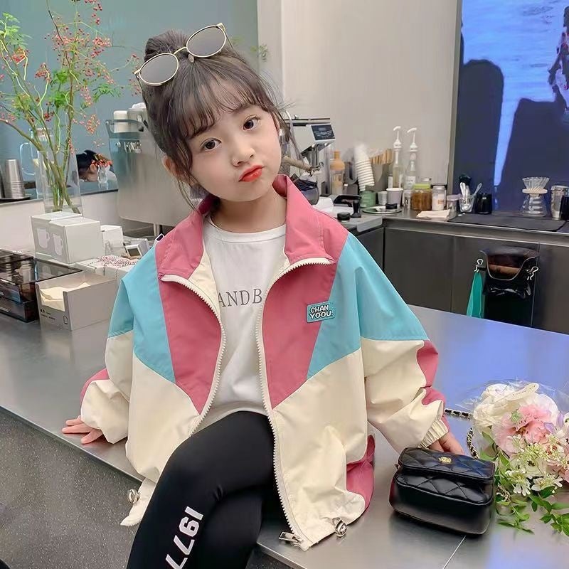 Children'S Outwears, Girls' Jackets, Spring & Fall, 2025 Spring New Little Girls' Stylish Splicing Sports Tops, Jackets - Image 1