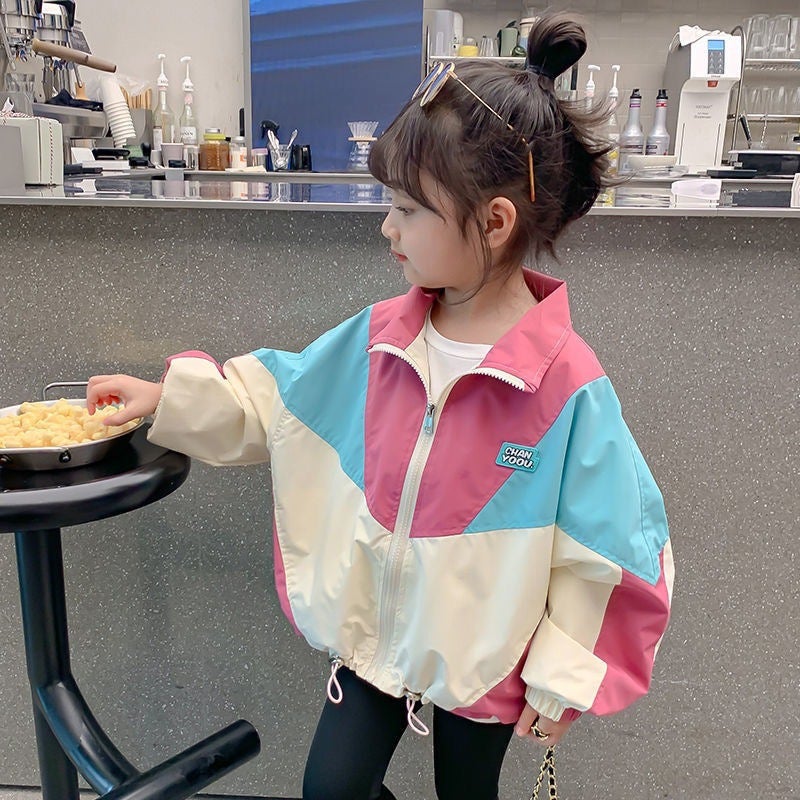 Children'S Outwears, Girls' Jackets, Spring & Fall, 2025 Spring New Little Girls' Stylish Splicing Sports Tops, Jackets - Image 5