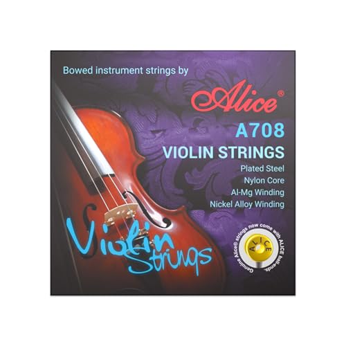 Alice Violin Strings, Alice 4/4 Violin Strings Full Set Nylon Core Al-Mg & Ni-Fe Winding with Ball End, 1 Set - Image 1