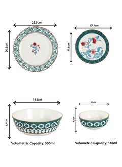 INDIA CIRCUS India Circus Fine Ceramic Permium 22K Liquid Gold Dinner Set 20 Pcs - for Your Premium Home Functions,White, Floral  - Image 3