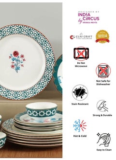 INDIA CIRCUS India Circus Fine Ceramic Permium 22K Liquid Gold Dinner Set 20 Pcs - for Your Premium Home Functions,White, Floral  - Image 5